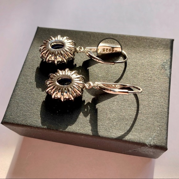 Relisted!! Genuine Sapphire Halo Earrings - Picture 5 of 7